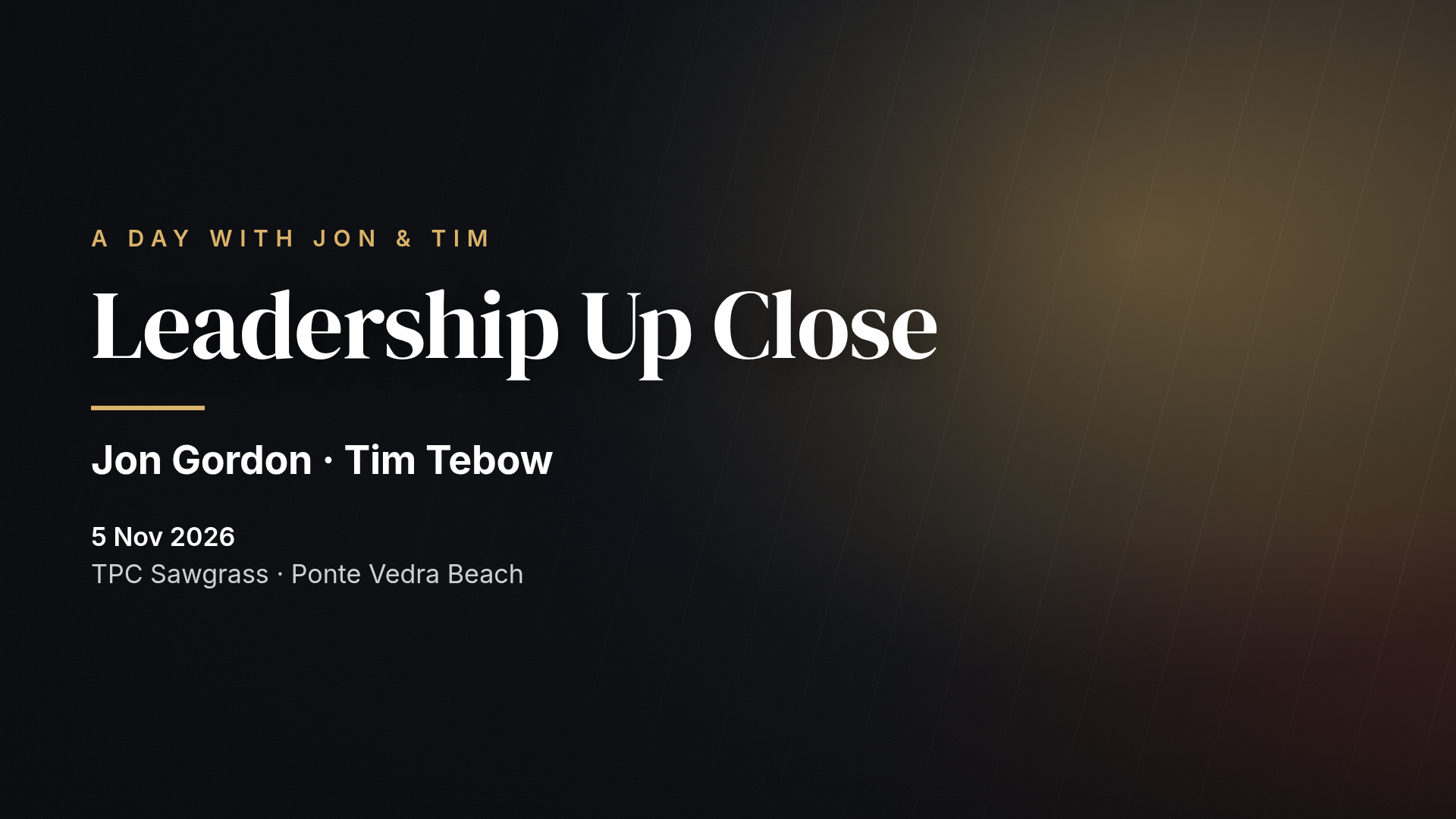 A Day With Jon Gordon and Tim Tebow — TPC Sawgrass (Ponte Vedra Beach)
