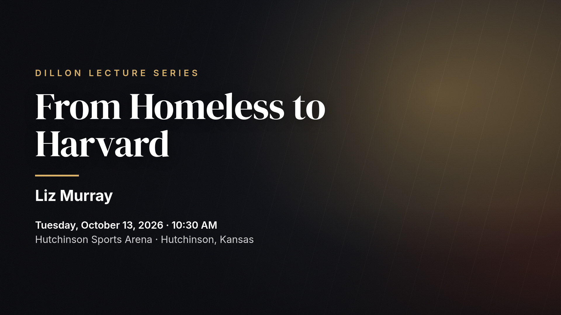 Liz Murray: From Homeless to Harvard — Dillon Lecture Series, Hutchinson