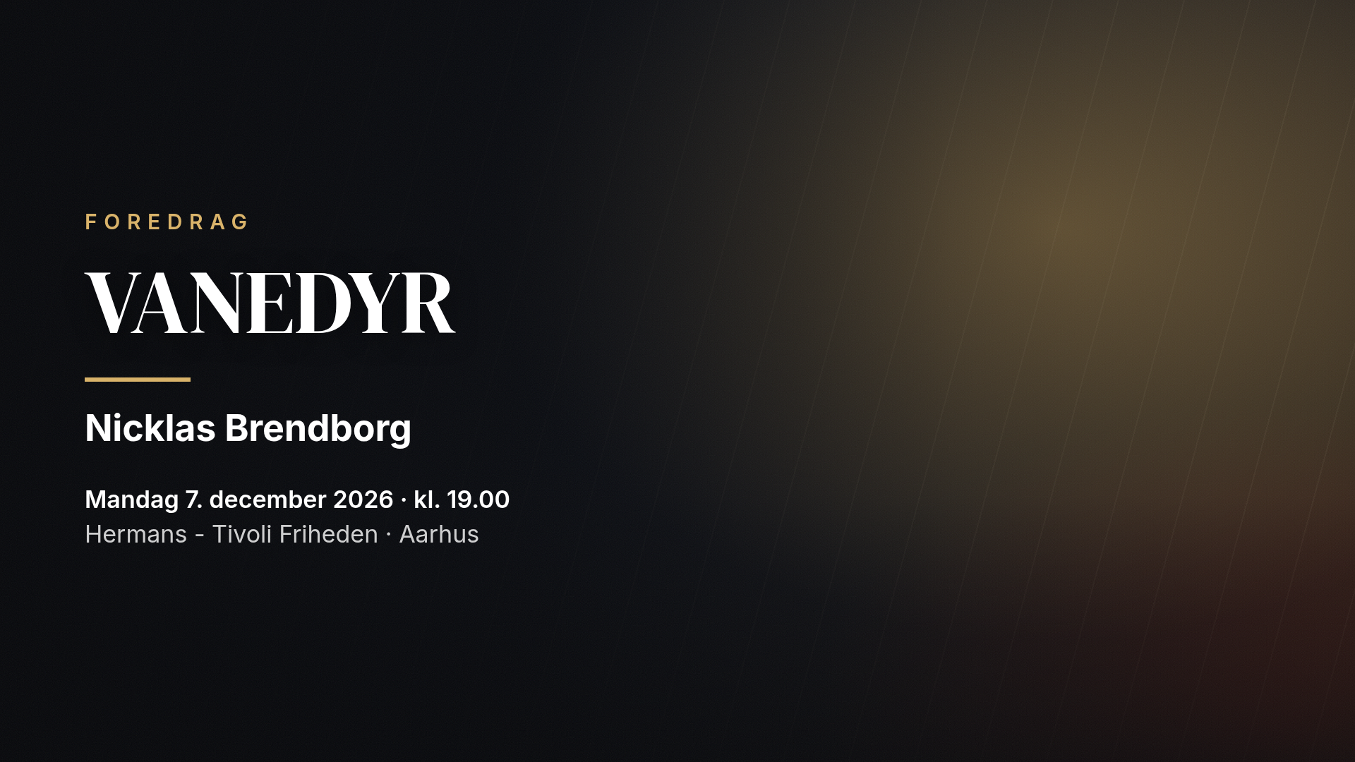 Nicklas Brendborg: VANEDYR — Aarhus