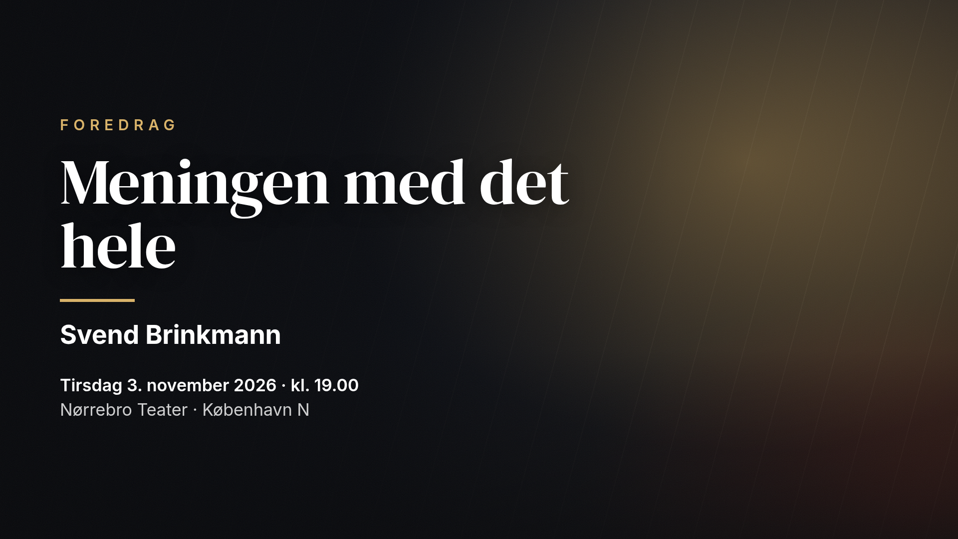 Svend Brinkmann: Meningen med det hele — København N