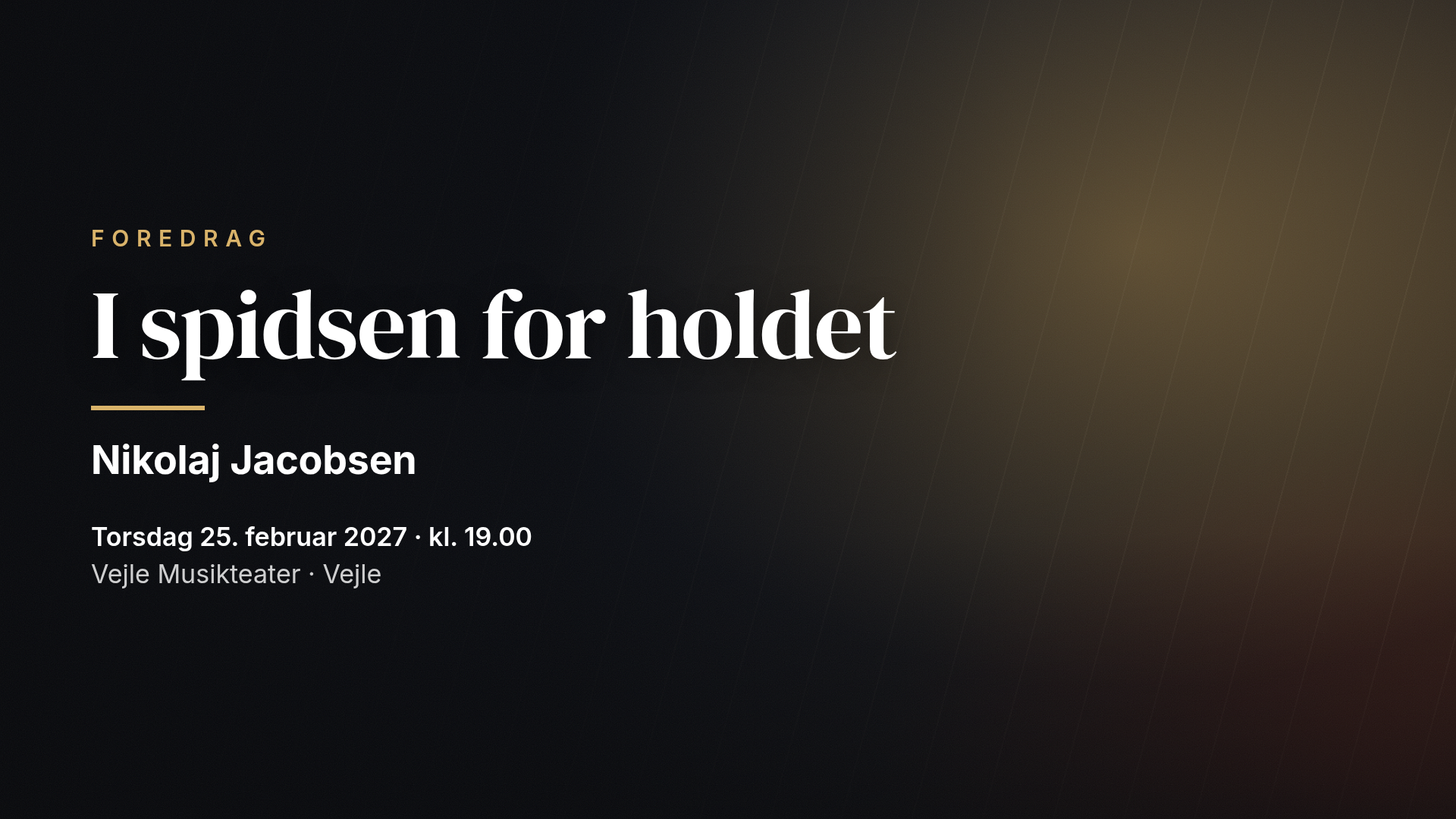Nikolaj Jacobsen: I spidsen for holdet — Vejle