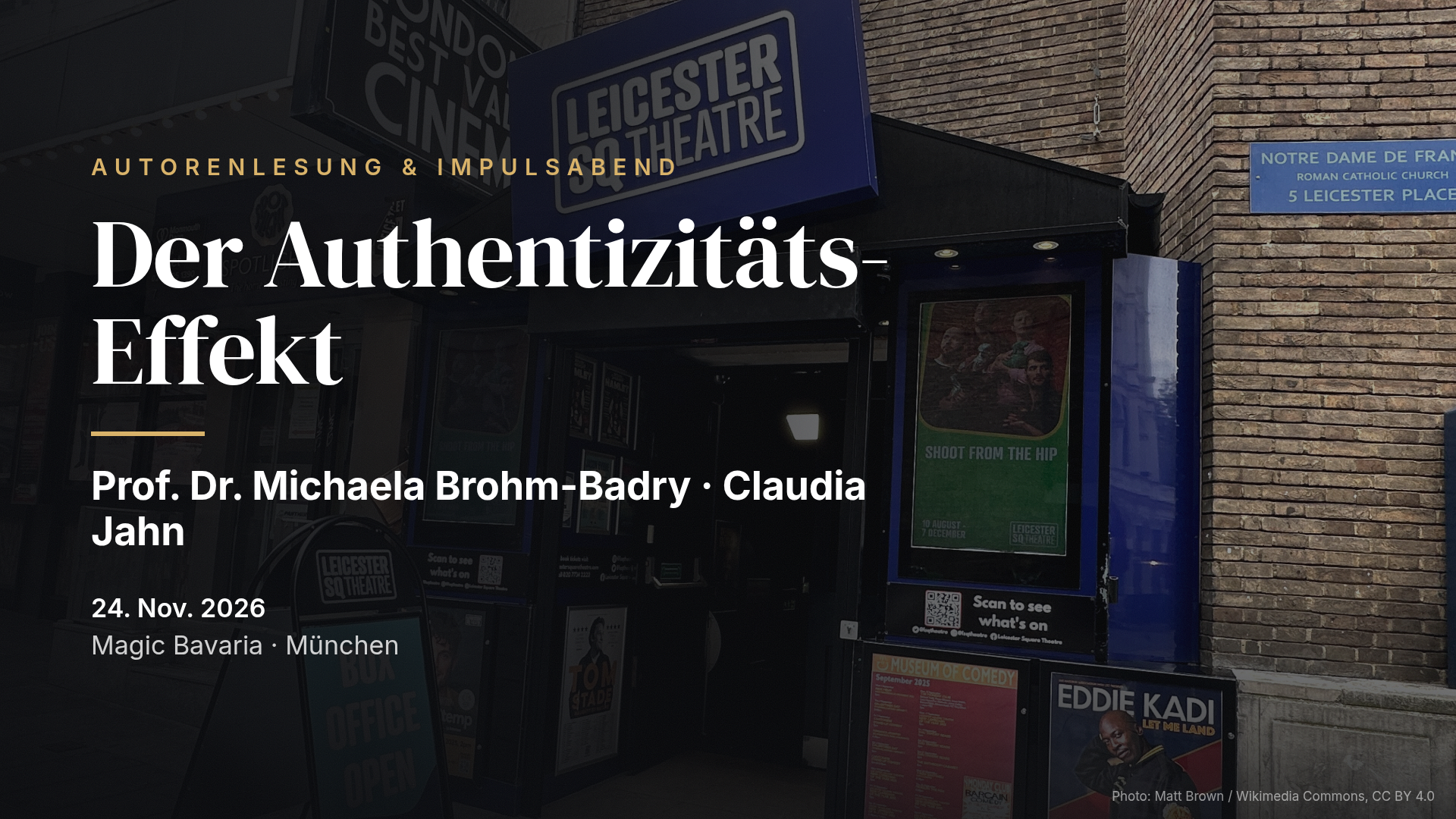 Autorenlesung & Impulsabend: Werde, wie du bist – Der Authentizitäts-Effekt — Magic Bavaria (München)