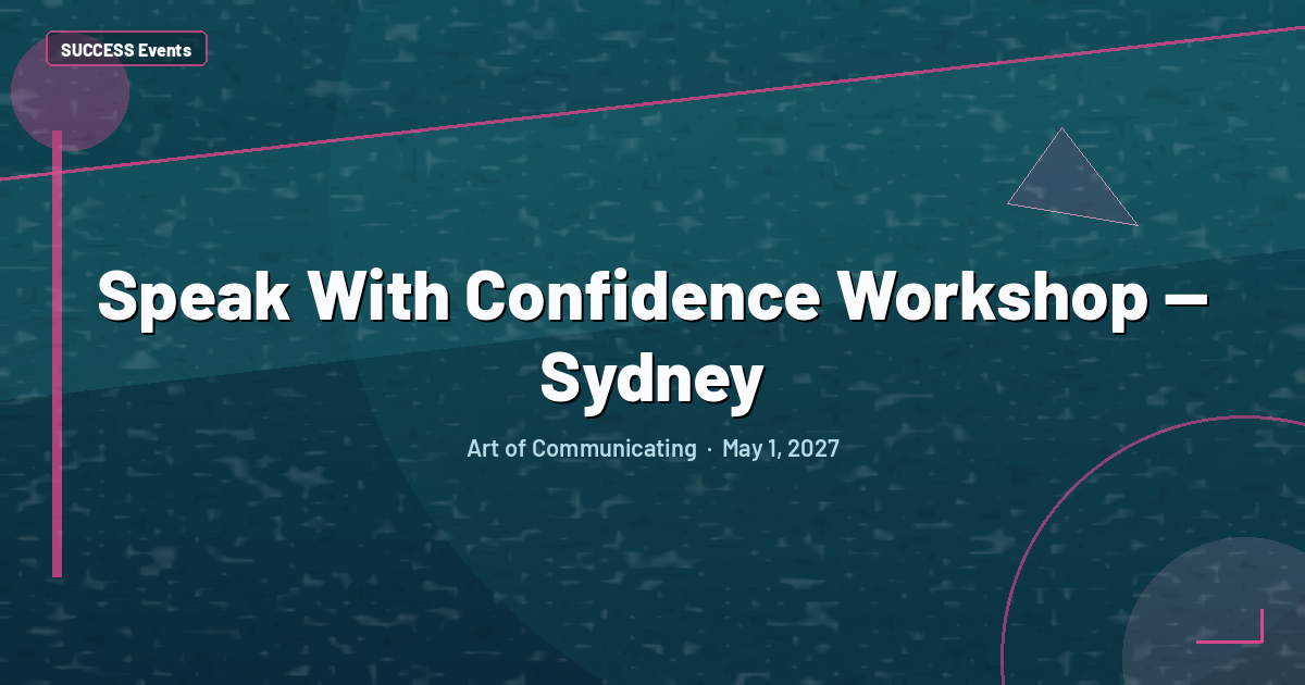 Speak With Confidence Workshop — Sydney