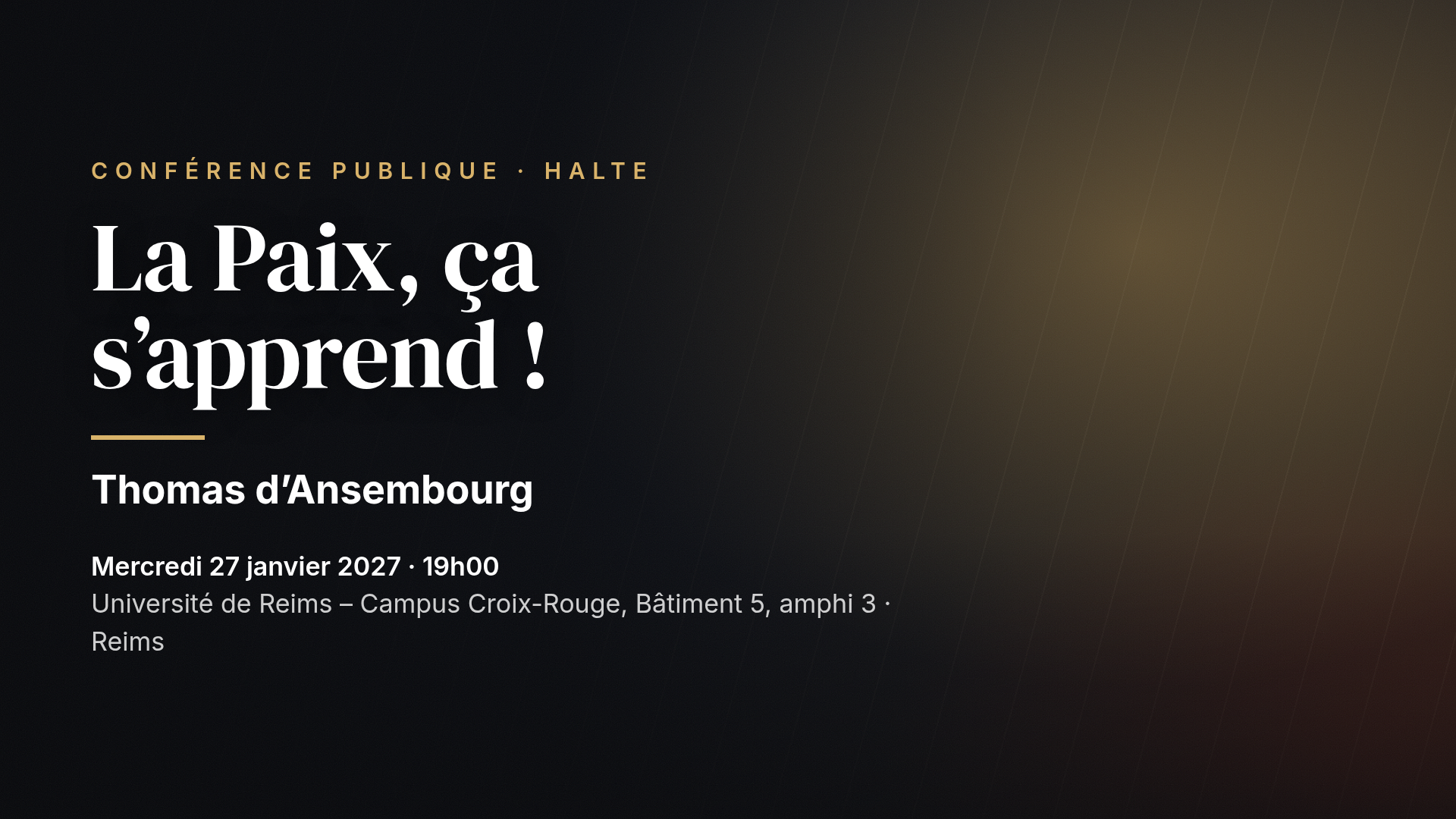 Thomas d'Ansembourg: La Paix, ça s’apprend ! — Reims