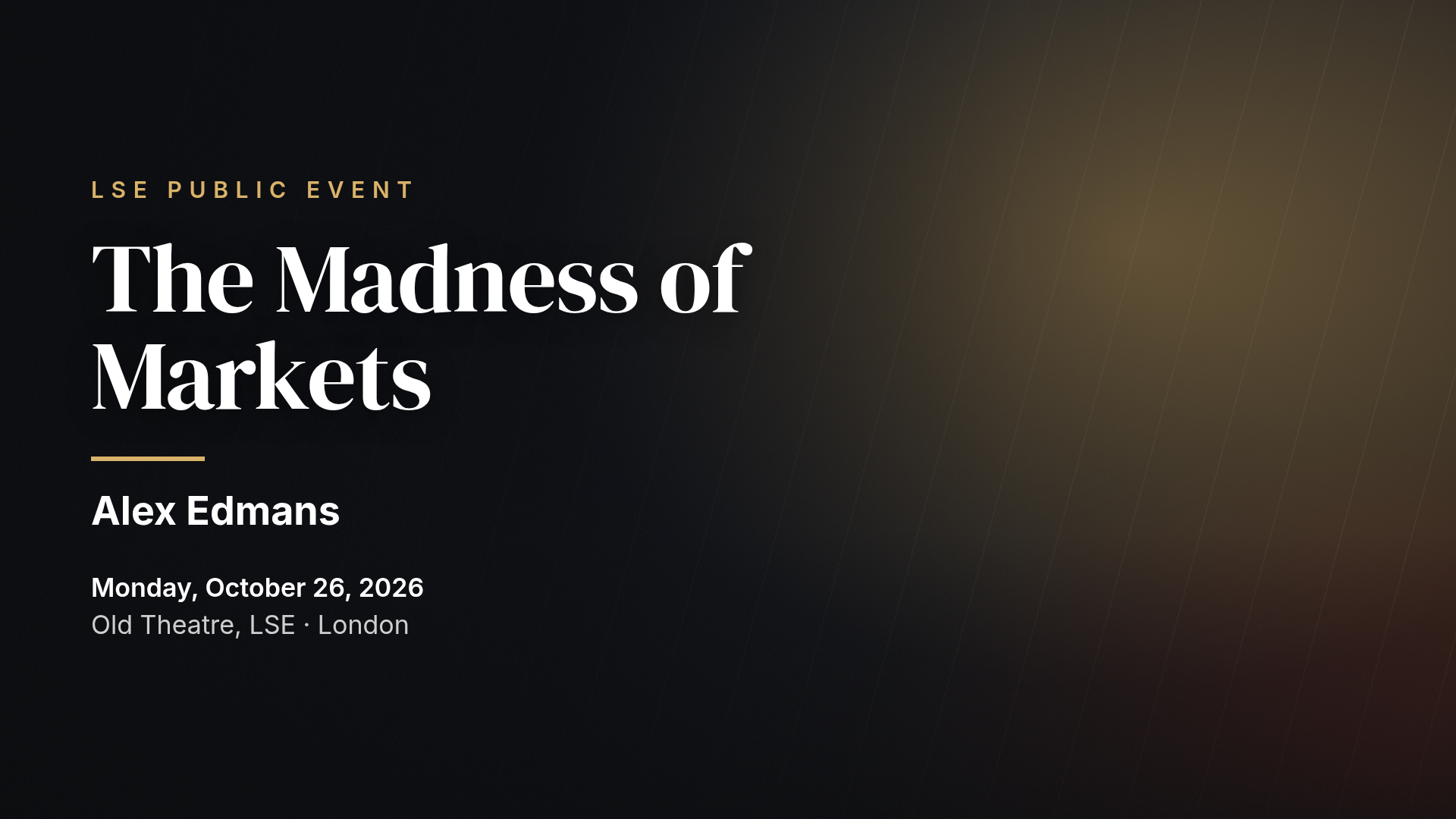 Alex Edmans: The Madness of Markets — LSE London